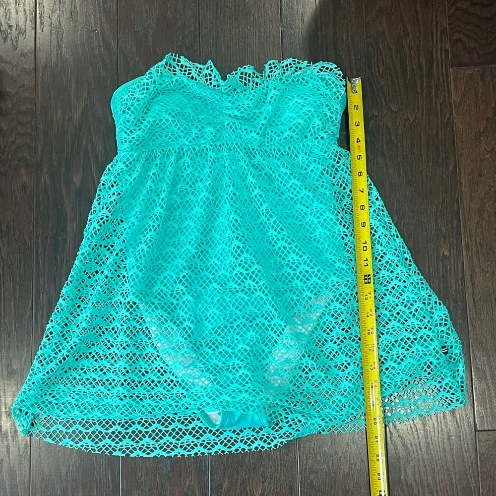 Nautica Absolutely Shore Soft Cup Bandeau Swim Dress Turquoise Size 6